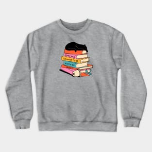 Books and Plant Black Cat in blue Crewneck Sweatshirt